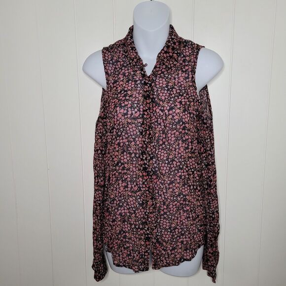 Paige Top Shirt Womens Size XS Silk Ditsy Floral Boho Romantic Long Sleeve - Picture 1 of 7